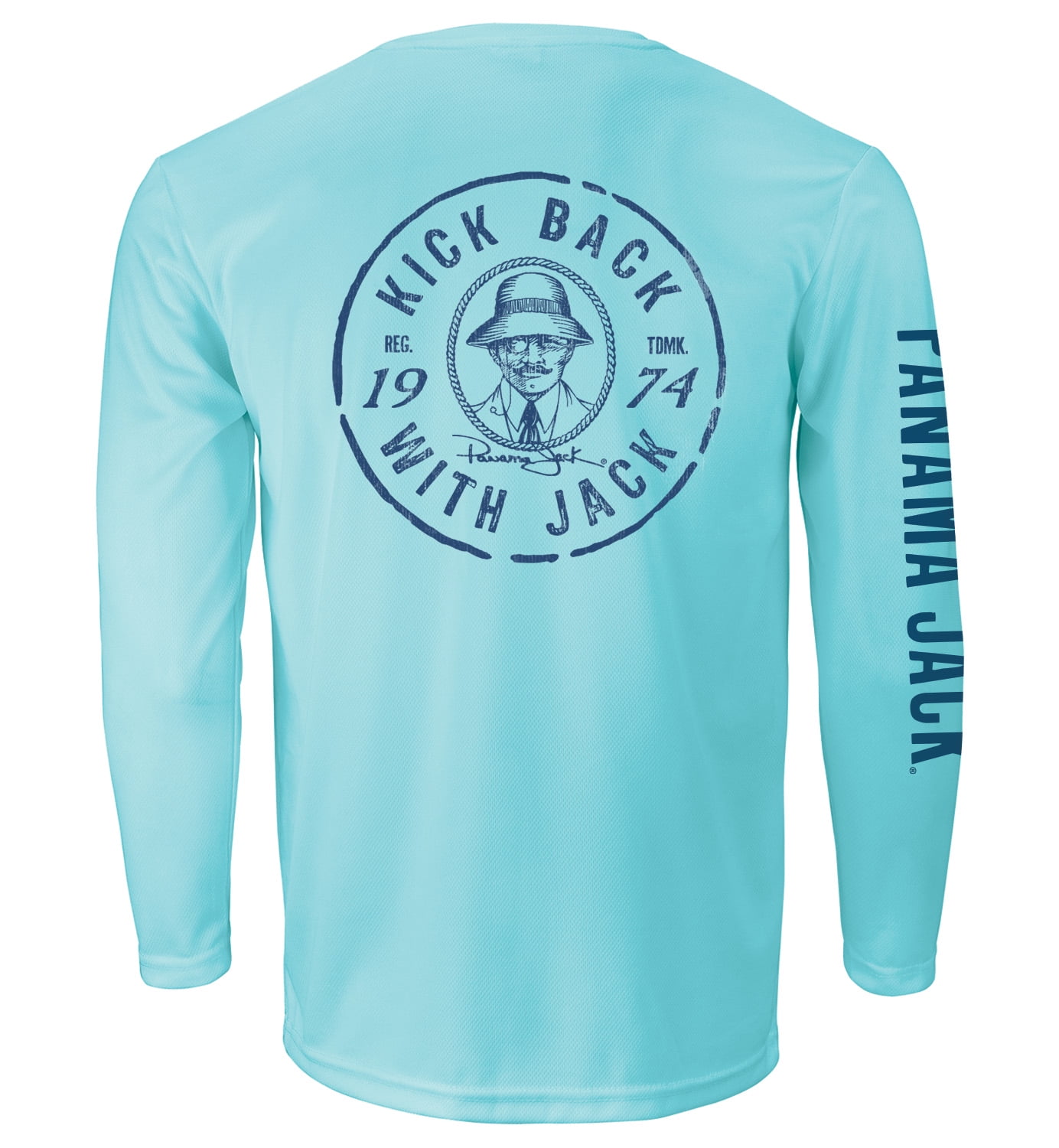 Panama Jack Long Sleeve Performance Shirt Kick Back with Jack Quick Drying UPF 35 Sun Protection Men s Size Small Blue