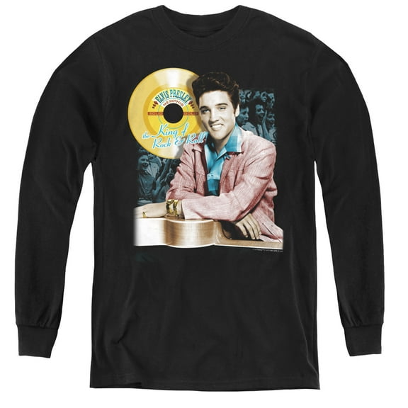 Elvis Presley Gold Record Youth Long Sleeve T-Shirt Black