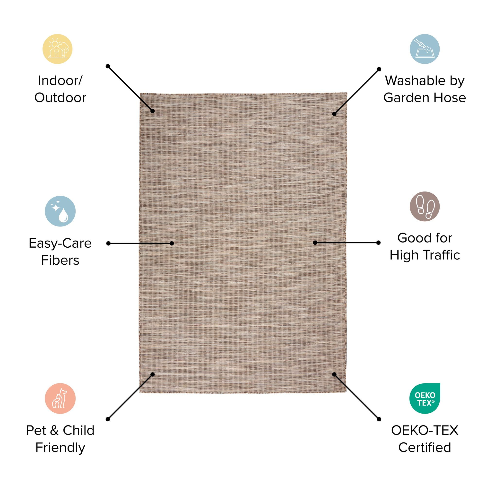 Nourison Positano Solid Indoor Outdoor Rug Blue Green 2' x 6'