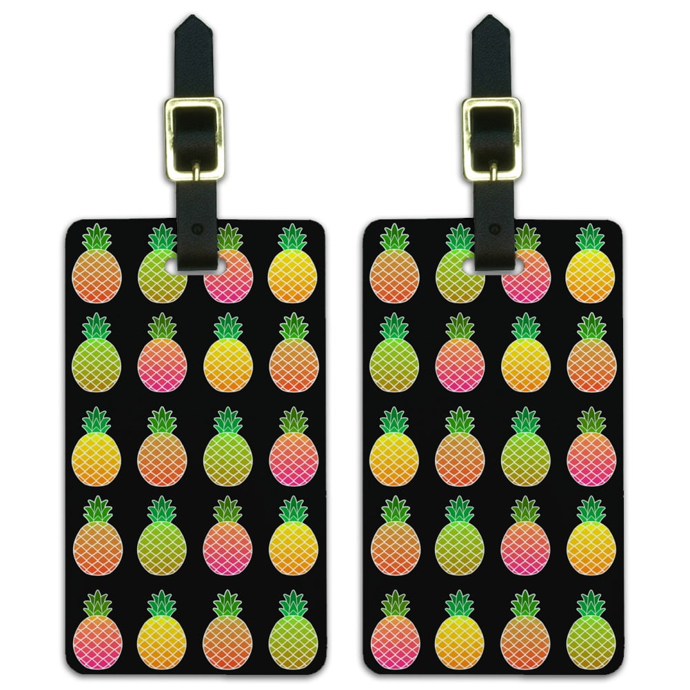 Colorful Pineapples Pattern Luggage ID Tags Suitcase Carry-On Cards - Set of 2