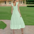 thumbnail image 5 of SMihono Stylish Women's Summer Midi Tulle Dress Sleeveless Smocked Square Neck Ruffle Flowy Party Wedding Guest Sundress Mint Green L, 5 of 9