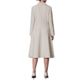 thumbnail image 3 of Vestido midi plisado de mujer con solapa de pico, manga larga, corte A, XL, beige, 3 of 5