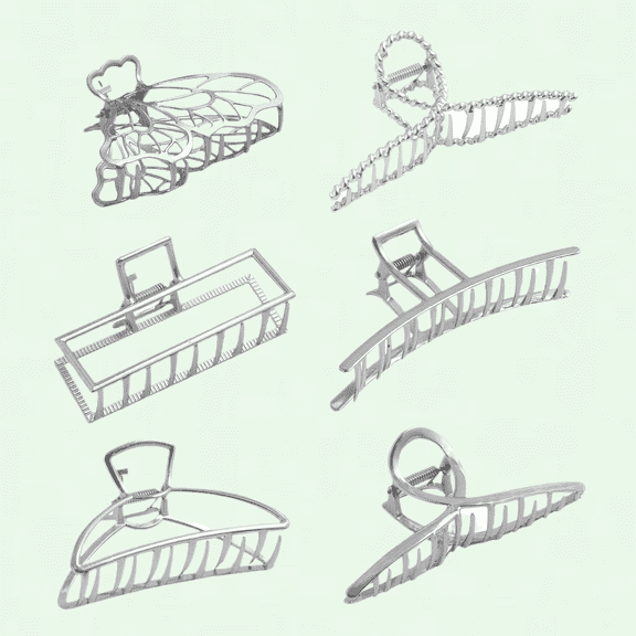 6 Packs Large Metal Hair Clips for Women, Stylish Silver Hair Accessories