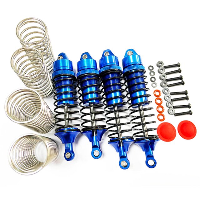 Amortiguador trasero delantero Ounissouiy 4 piezas 1/10 aleación de aluminio resistente al desgaste modelo Azul oscuro