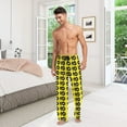 thumbnail image 7 of Men's Lightweight Pajama Bottoms Vinyl Records Pattern on Yellow Stretch Elastic Waist Side Pockets Spring Fall, 7 of 7