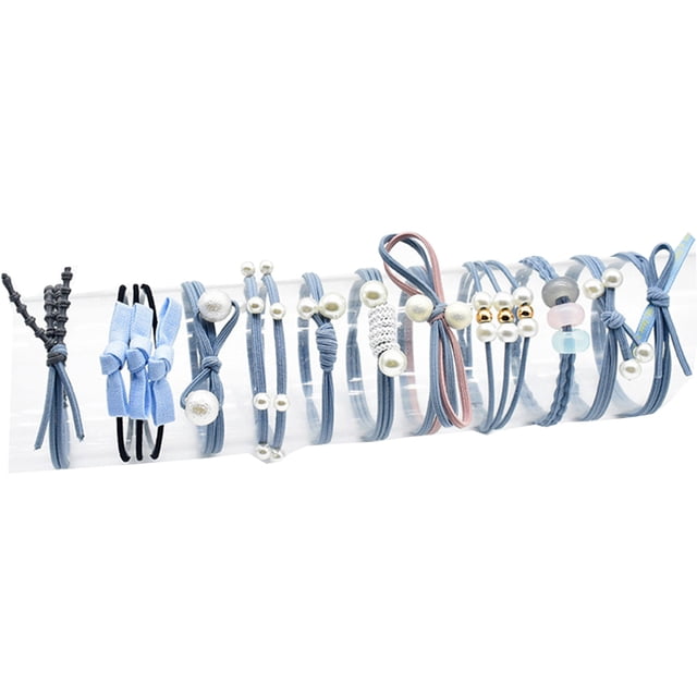 ZheElen 12 Pcs/set Kit de Serre-Tête Perle Simulée pour Femmes, Bandeau Queue de Cheval No.03