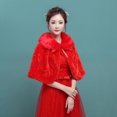 thumbnail image 5 of Womens Winter Thicken Plush Wrap Stole Elbow Length Wedding Bridal Shawl Cape Wa, 5 of 8