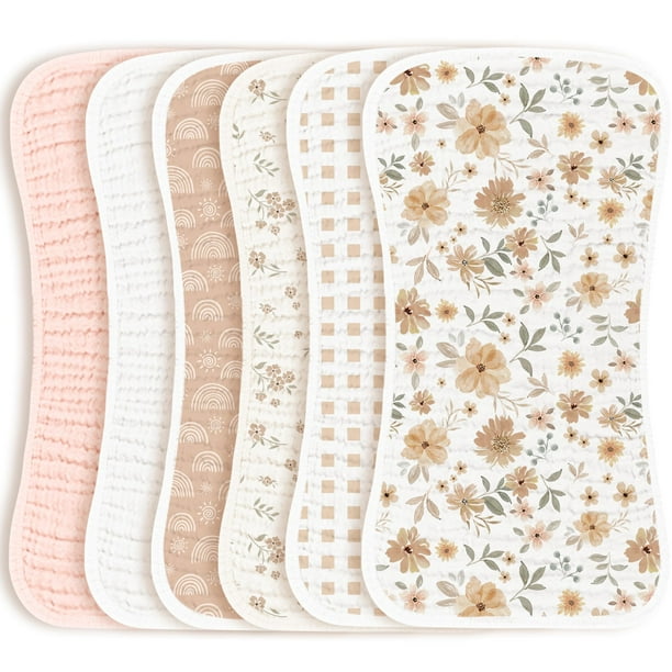 Konssy Paquete de 6 Paños para Eructar Bebé 48x24 cm 100% Algodón