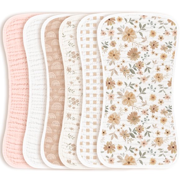 Konssy Paquete de 6 Paños para Eructar Bebé 48x24 cm 100% Algodón