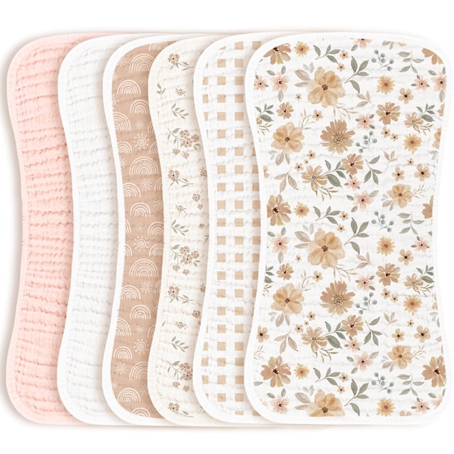Konssy Paquete de 6 Paños para Eructar Bebé 48x24 cm 100% Algodón