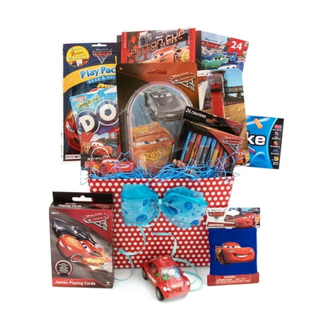 Retirement Basket Ideas Gift Idea for Boys and Girls Ages 3 - 8 Boys Disney/Pixar Cars Themed 9 Items in 1 Basket ()