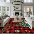 thumbnail image 3 of Large Area Rugs for Living Room Bedroom, Christmas Tree 8'x10' Rug Washable Carpet Runner Indoor Outdoor, Winter Xmas Ball Snowy Red Black Plaid Non Slip Floor Mats Rug for Kitchen, Patio, 3 of 8