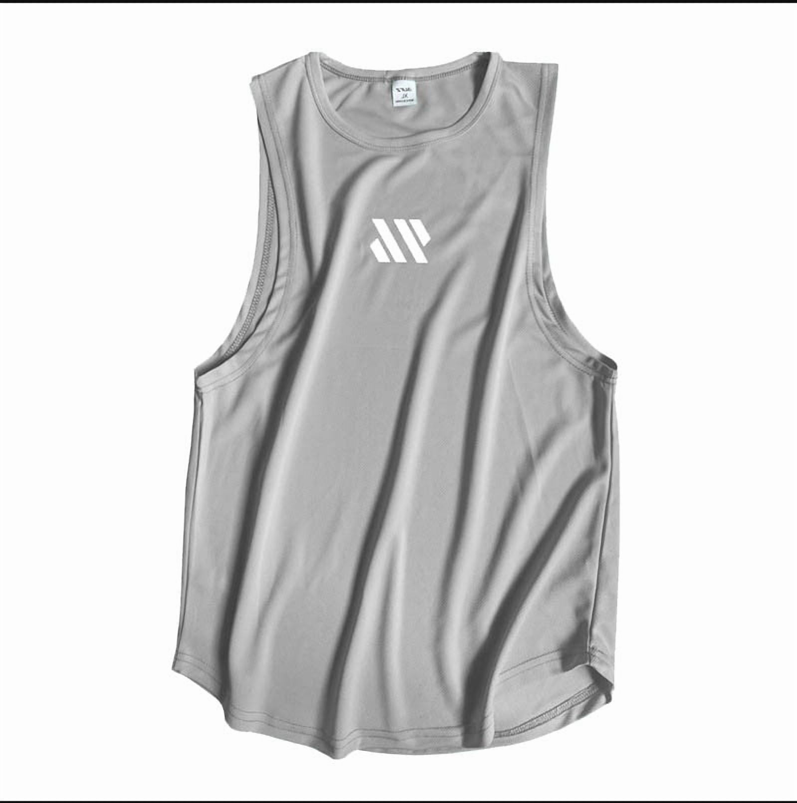 Hvogkswy Tank Tops Men, Solid Color Crew Neck Sleeveless T-Shirts Loose Breathable Outdoor Workout Running Summer Muscle Tank Tops, Sizes M-4XL