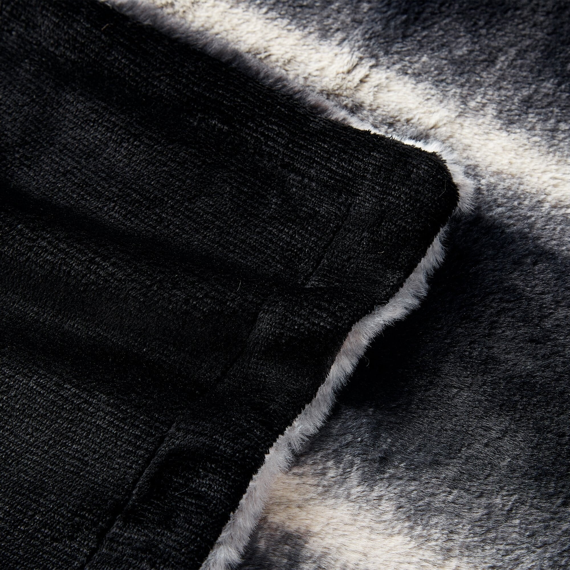 SoftLux Ombre Stripe Velvet Plush Fleece Throw Black and White Blanket, 50" x 60" Adults and Teens