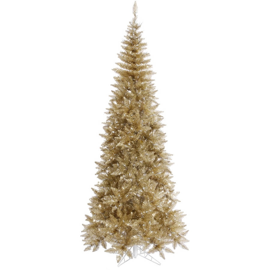 Vickerman 5.5' Tinsel Champagne Fir Artificial Christmas Tree, Unlit