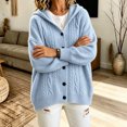 thumbnail image 4 of Rrxhxhs Cardigan for Women Solid Color Cable Knit Button Front Long Sleeve Loose Casual Hooded Sweater Cover Up, 4 of 5