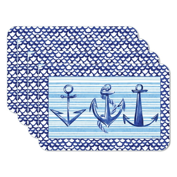 CounterArt "Anchors Away" 4-Pack Reversible Tabletop Placemats