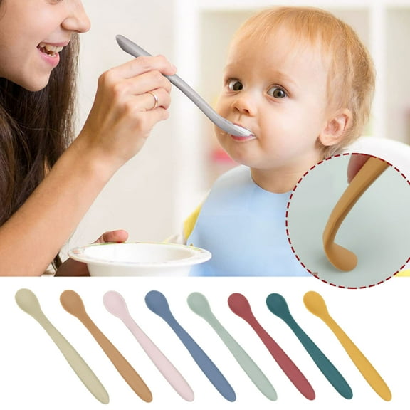 Gnmfd Baby Food Grade Training Spoon Soft Safe Feeding Utensils for Infant Complementary Food, Ergonomic Bendable Handle Encourages Self-Feeding, Dishwasher Safe Easy Clean