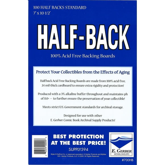 E.gerber 100 Half-backs Standard Comic Size - 7†X 10-1/2â€