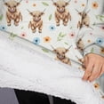 thumbnail image 3 of Oversized Wearable Blanket Hoodie,Beige Highland Cow Flower Pattern Sherpa Blanket Hoodie with Super Pockets,Super Warm Fuzzy Pullover for Women & Men, 3 of 6