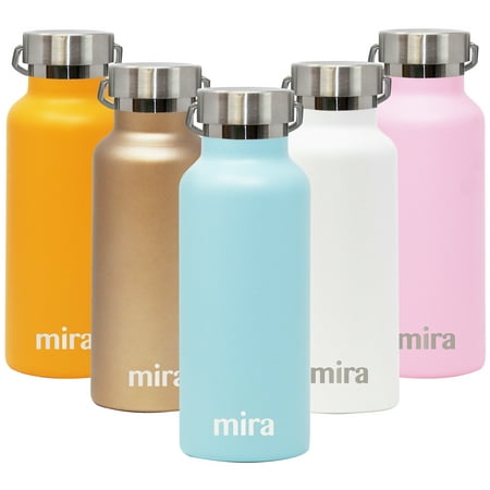 

MIRA 17 oz Stainless Steel Vacuum Insulated Water Bottle | Keeps Your Drink Cold for 24 hours & Hot for 12 hours Does Not Sweat | Large Capacity Sports Water Bottle with 2 Lids | 500 ml Pearl Blue