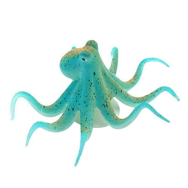 Billuyoard Pulpo Artificial fluorescente para acuario, ornamento con ventosa, decoración para pecera decoración del acuario Azul