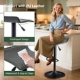 thumbnail image 5 of Adjustable Backless PU Leather Bar Stools Set of 2, 360° Swivel Counter Height Bar Stools with Footrest, Modern Armless Kitchen Island Chairs (Gray, Black Base), 5 of 9
