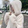 thumbnail image 6 of Women's Mid-Length Jacket Winter Warm Hooded Outerwear Soft Imitated Loose Fit Cozy Fashion Coat For Cold Weather, 6 of 8