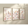 thumbnail image 1 of 3 Pieces Wildflowers Posters Prints Canvas Painting Modular Pictures Framed Artwork for Wildflower Nursery Bathroom Decor with Wooden Inner Frame, 1 of 5