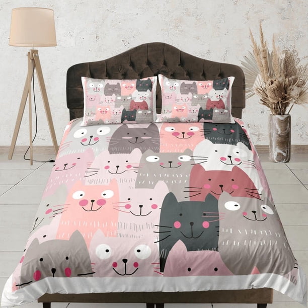 Cat Lover Juego de Funda Nórdica Colcha, Gatos Lindos Ropa de Cama para Adolescentes Dormitorio de los Niños