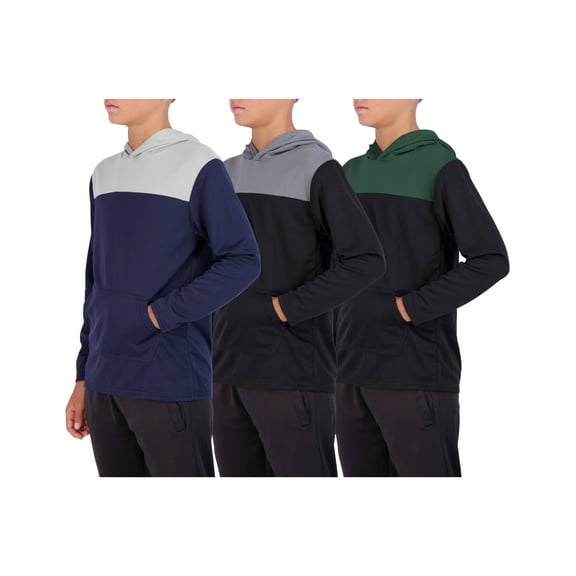 Real Essentials 3 Pack: Boys Hoodies – Youth Mesh Long Sleeve Sweatshirts with Pocket for Kids & Teens