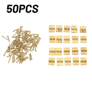 50pcs Mini Brass Hinge for Small Craft Door Box Accessories Gold 8*10mm