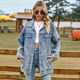 thumbnail image 5 of Chaquetas Vaqueras para Mujer, Modernas Chaquetas Vaqueras Estilo Camionero con Botones, Mangas Largas y Dobladillo Deshilachado. Azul L, 5 of 10