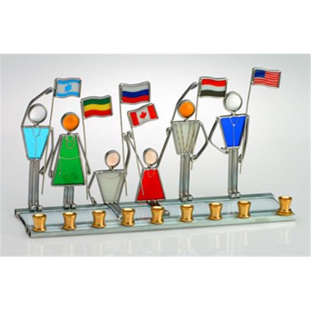 Judaica Kingdom SF-GHM-9808 Kids Menorahs Jewish Children Of The World - Handcrafted Glass