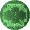 thumbnail image 1 of Ahgly Company Indoor Round Oriental Emerald Green Industrial Area Rugs, 5' Round, 1 of 4