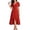 Orange, variant on NTACZA Summer Dresses for Women Flowy Dressy Wedding Guest Dress Midi Faux-Wrap Short Sleeve V-Neck Size L