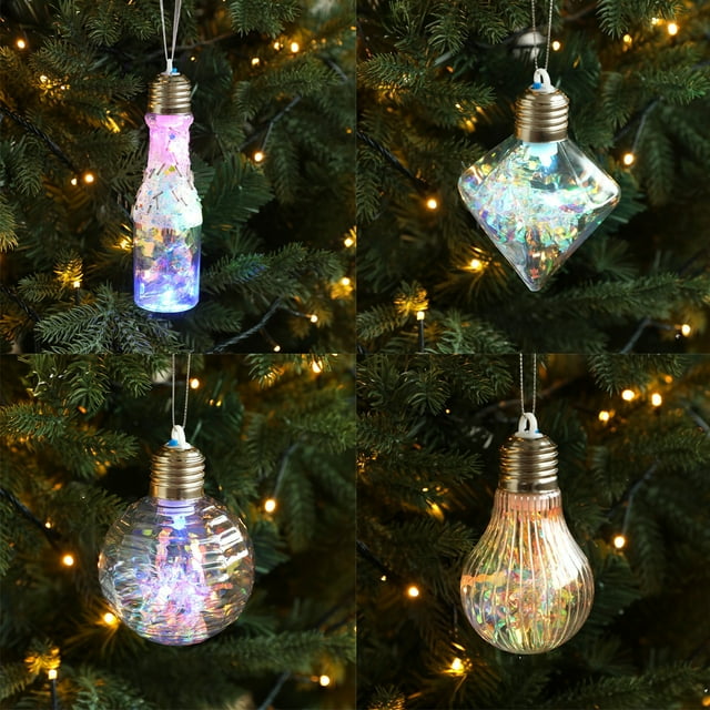 Lámpara de Navidad Esferas LED, Adornación de Árbol de Navidad, Iluminación Festiva, Esfera Decorativa, Lámpara de Acento, Adecuada para Salón, Madeja de Cristal, Resistente al Agua, Portátil,