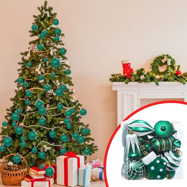 Juego de adornos de 16 piezas para bolas navideñas - bolas colgantes coloridas con hebillas metálicas para decoraciones del árbol de Navidad, 2,8 pulgadas