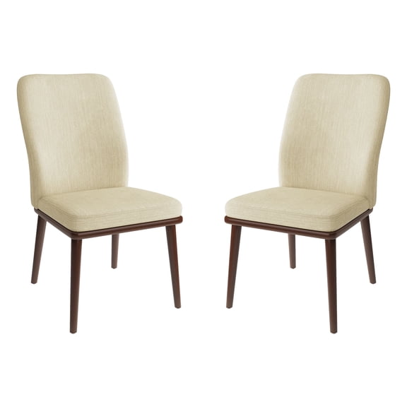 AFO Upholstered Dining Chairs Set of 2, Modern Fabric Kitchen Side Chairs with Solid Wood Legs,for Home, Restaurant or Cafe, Beige