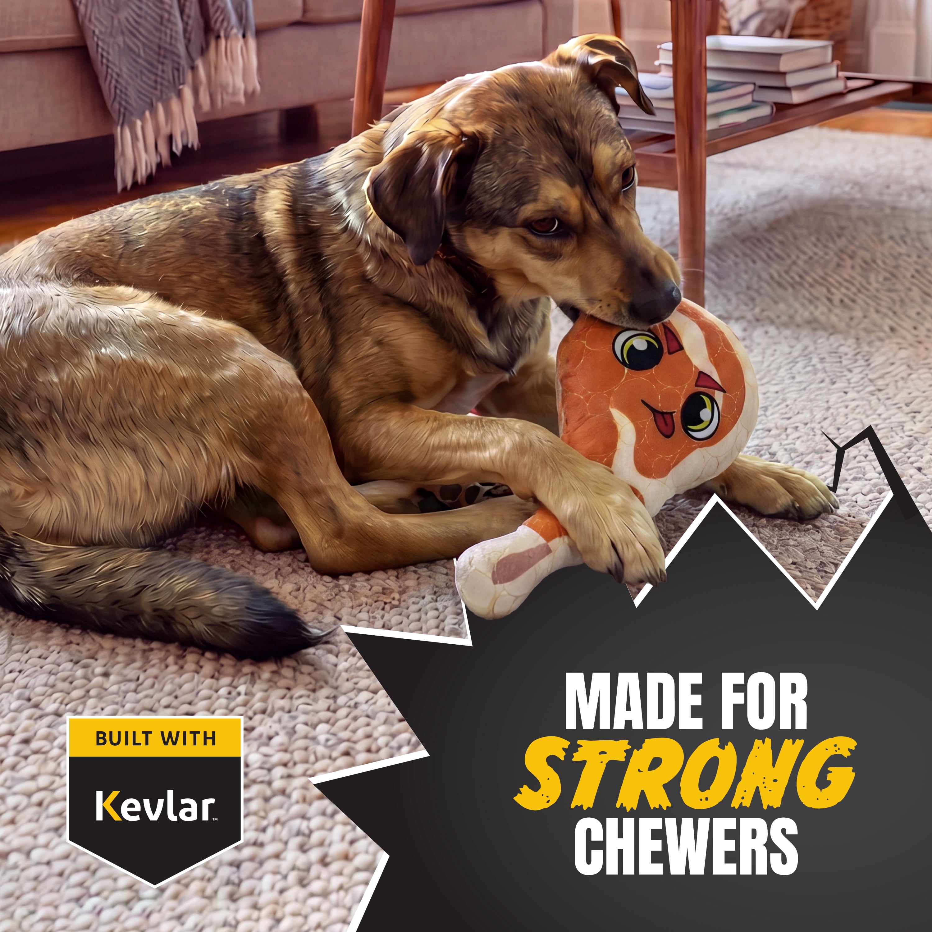 Bite Force Durable Steak Shaped Plush Dog Toy, Multi Layered and Reinforced Dog Toys for Aggressive Chewers