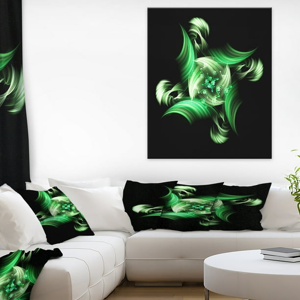 Rotation du Petit Monde Vert en Noir - Imprimé Floral en Toile Art