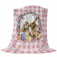 thumbnail image 6 of Easter Bunny Blanket Soft Cozy Warm Throw Blanket for Couch, Plush Fuzzy Flannel Fleece Blankets for Sofa, Spring Easter Eggs Chick Floral Pink Check Bed Blankets Lightweight Gifts for Women, 30"x40", 6 of 9