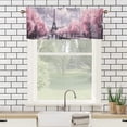 thumbnail image 3 of Cherry Blossom Thermal Insulated Window Curtain Valance Plum Flower Eiffel Tower Romantic Rod Pocket Window Valance for Living Room Bathroom Bedroom Kitchen 54 by 18 in, 1 Panel, 3 of 6