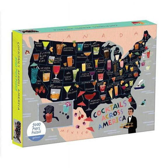 Galison - Cocktail Map of the Usa - 1000 Piece Jigsaw Puzzle