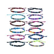 FROGSAC 12 VSCO Bracelets for Teen Girls, VISCO Girl Braided Friendship Bracelets for Women and Men, VSCO Girl Stuff, Boho Woven Rope String Bracelets for Teens, Friendship Bracelet Pack