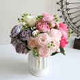 thumbnail image 2 of Ramo de flores artificiales de peonía, florero de rosas de seda para decoración del hogar, jardín, boda, plantas falsas decorativas, Material de guirnalda de Navidad, 2 of 4
