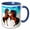 Blue/White, variant on 3drose, Fighting Stallions Two Very Beautiful Stallions Reared up in Battle, 11oz Two-tone Yellow Mug