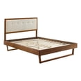 thumbnail image 2 of Modway Willow Queen Wood Platform Bed with Angular Frame in Walnut/Beige, 2 of 8