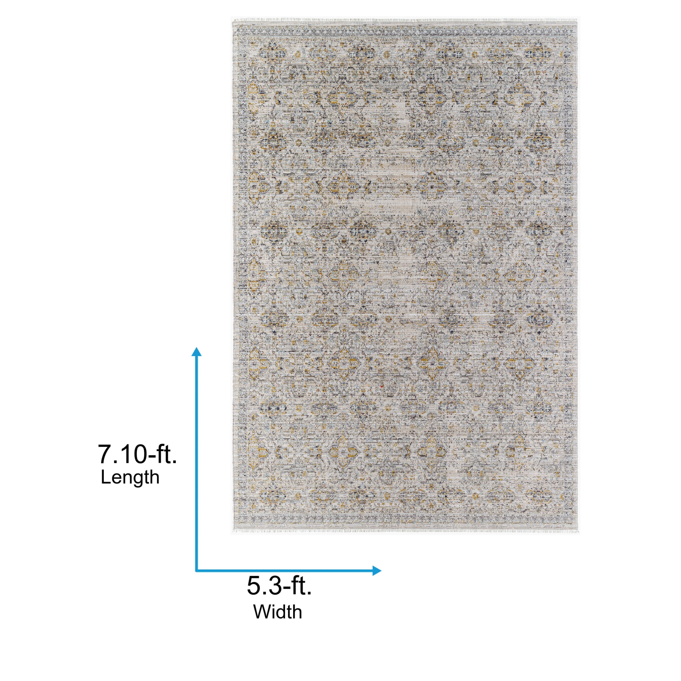Livabliss x Becki Owens Ren Damask Washable Area Rug ,5'3" x 7'10",Gray