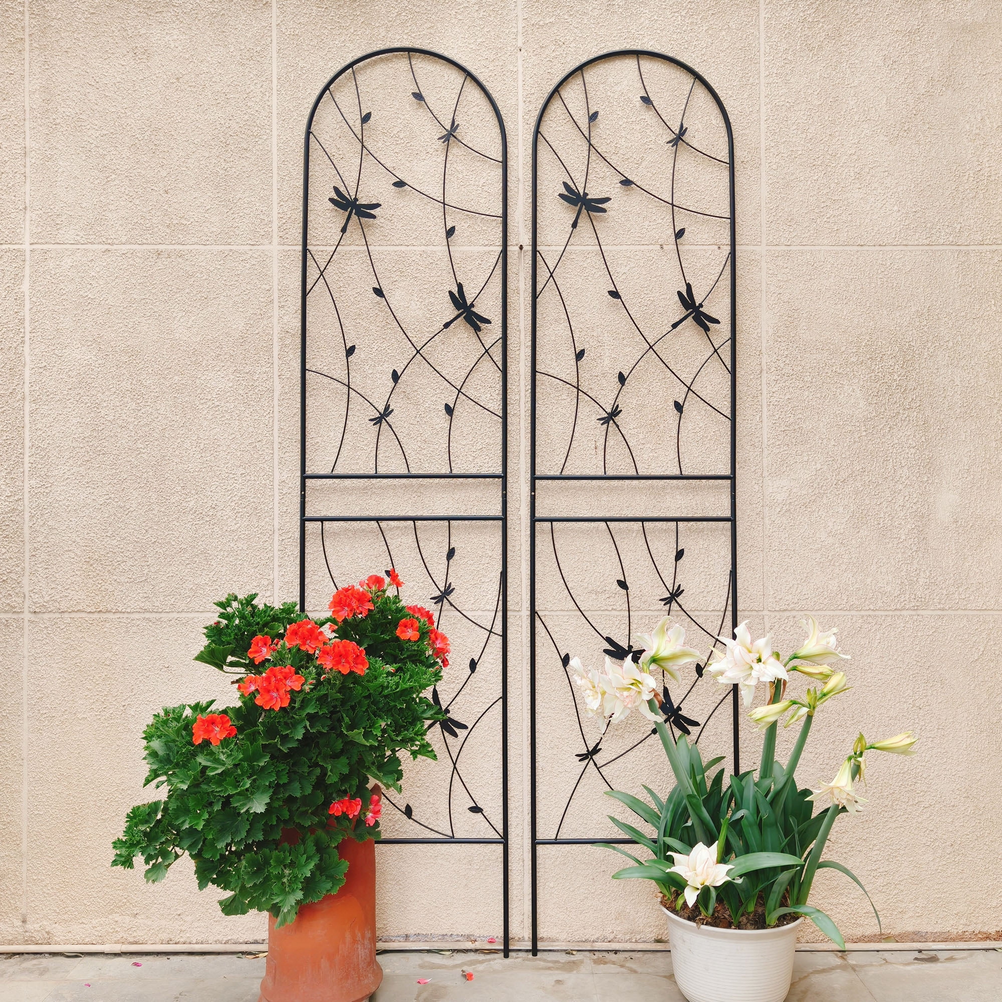 4 Pack 86" H Large Heavy Duty Garden Rustproof Iron Plant Trellis for Potted Plant Support Metal Climbing Rose Trellis Vine Vegetable Cucumber